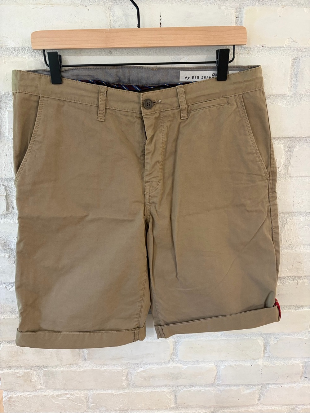 Ben Sherman Tan Flat Front Cotton Shorts
